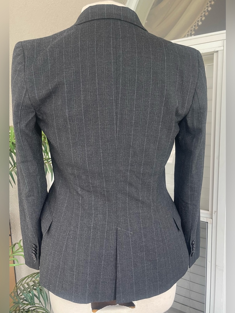 Zara Dark Charcoal Pinstripe Women's Blazer - Single Button - Picture 3 of 6